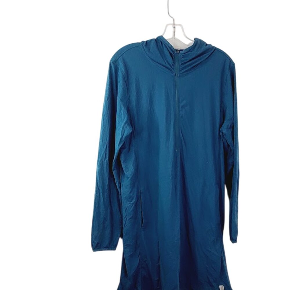 L.L.Bean Women's Teal Sand Beach Cover-Up Tunic Swimwear Hoodie Size‎ L